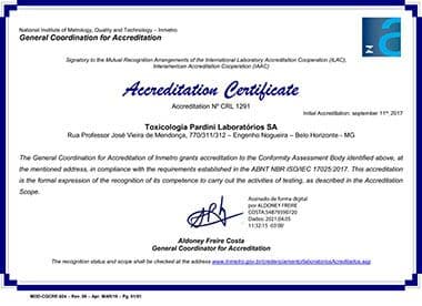 Certificado de acreditação nº CRL 1291